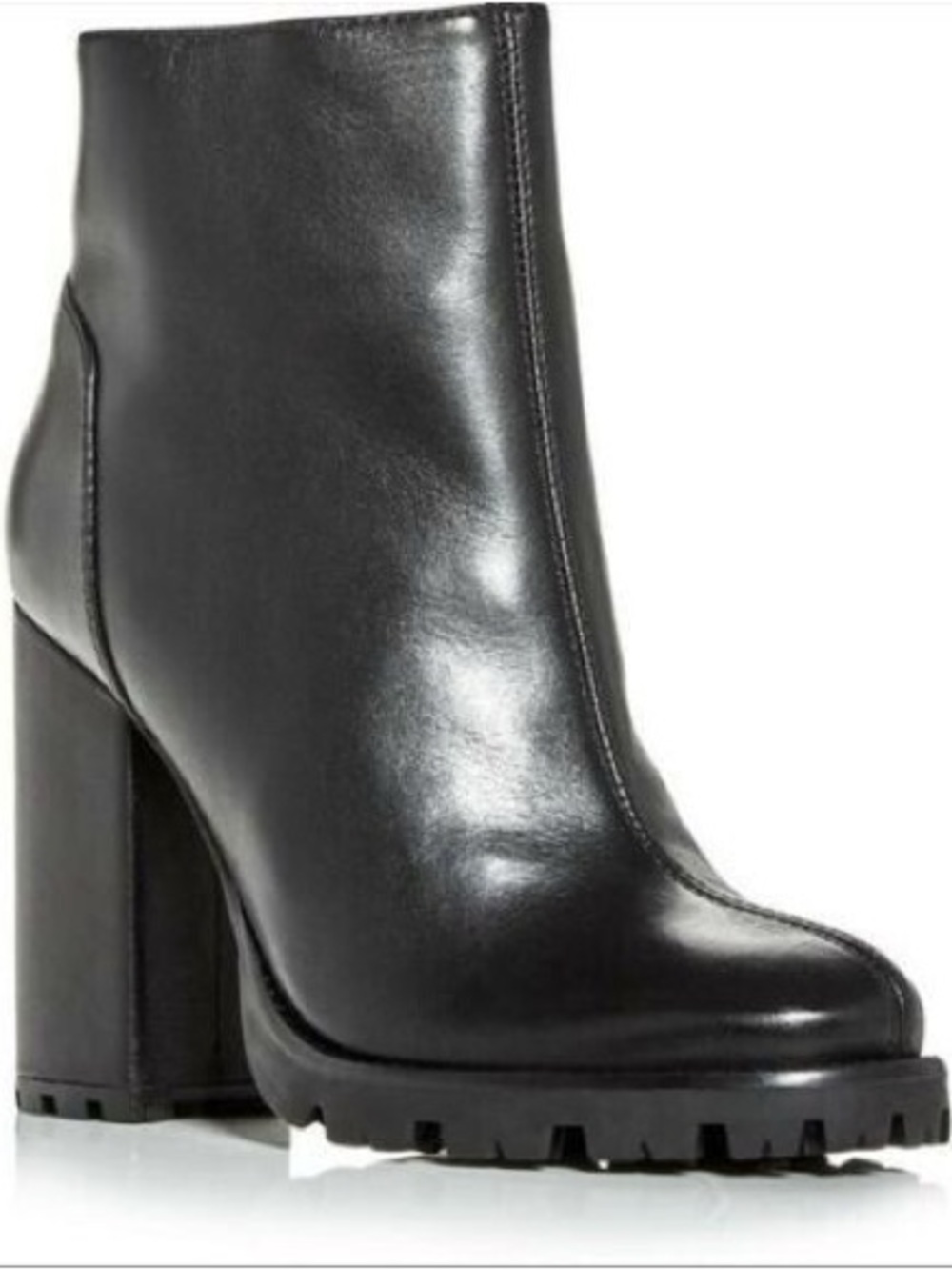SCHUTZ Nandy Platform Bootie Boot Side Zip Lugged Soles Black Leather